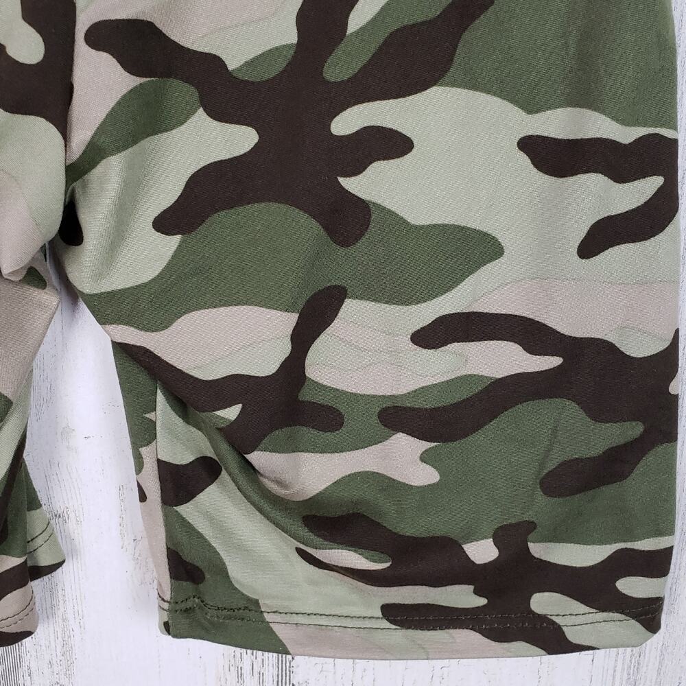 NWT Le Lis Olive Green Camo Camouflage Fitted Biker Athletic Shorts Women's - Picture 8 of 10